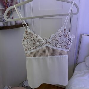 Theory Mixed Lace Top in White / Cream